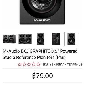 M-Audio BX3 GRAPHITE 3.5" Powered Studio Reference Monitors (Pair)  *Like New* U